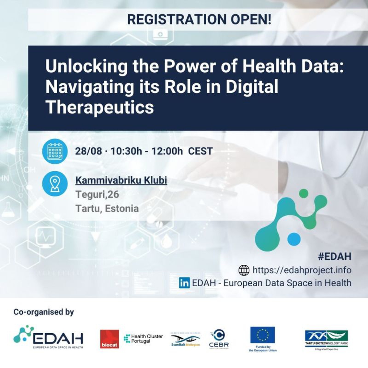 Sessão "Unlocking the Power of Health Data: Navigating its Role in Digital Therapeutics" promovida pelo projeto EDAH