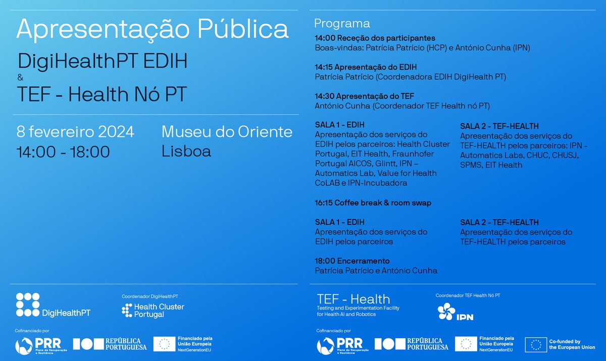 Apresentação Pública dos Projetos DigiHealthPT e TEF-Health Nó Português